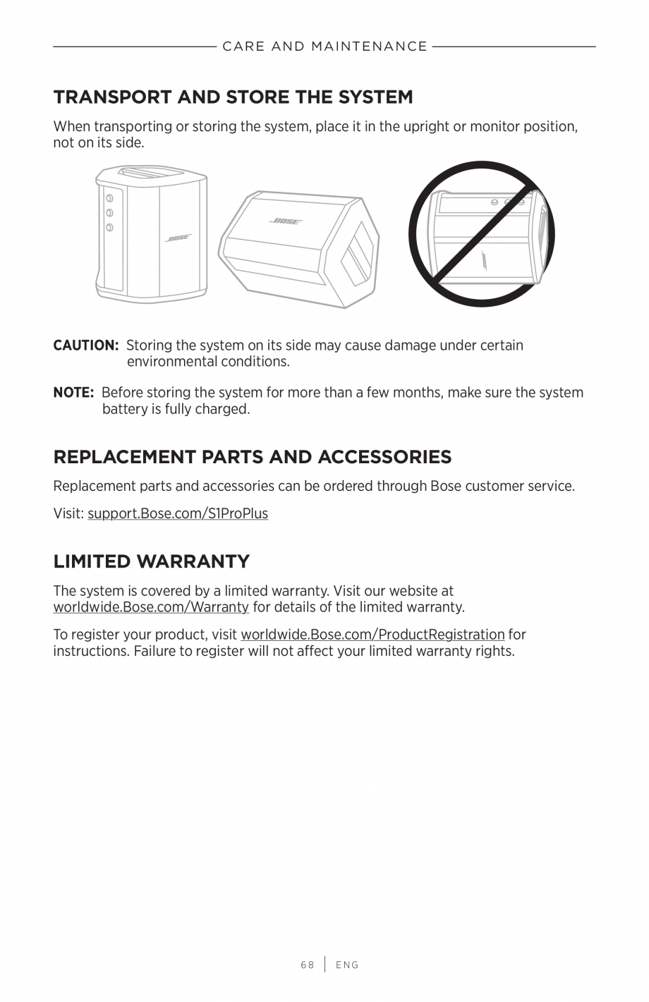 Pagina 68-Manual de utilizare pentru sistem audio portabil pentru muzica live BOSE S1 PRO + Instructiuni...