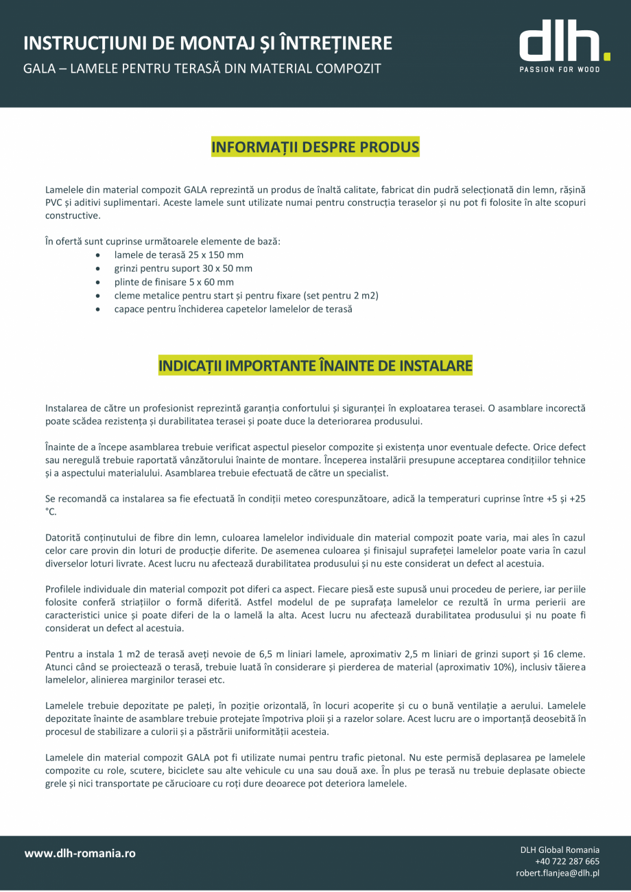 Pagina 1-Instructiuni de instalare lamele pentru terasa din material compozit GALA Decolandia GGR-WPC, GG-WPC...