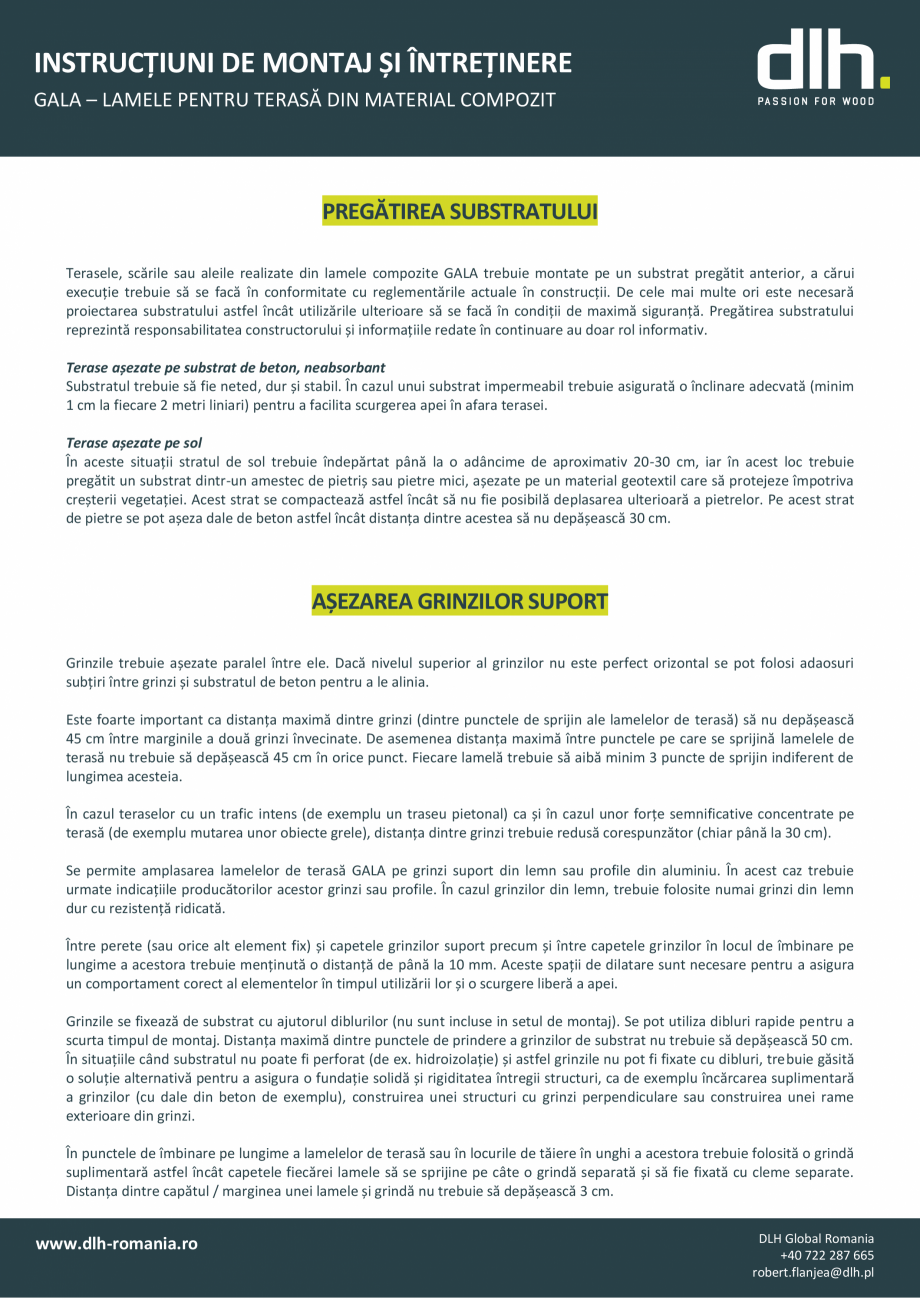 Pagina 2-Instructiuni de instalare lamele pentru terasa din material compozit GALA Decolandia GGR-WPC, GG-WPC...