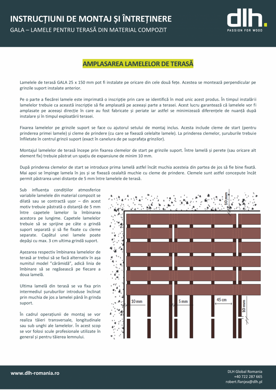Pagina 3-Instructiuni de instalare lamele pentru terasa din material compozit GALA Decolandia GGR-WPC, GG-WPC...