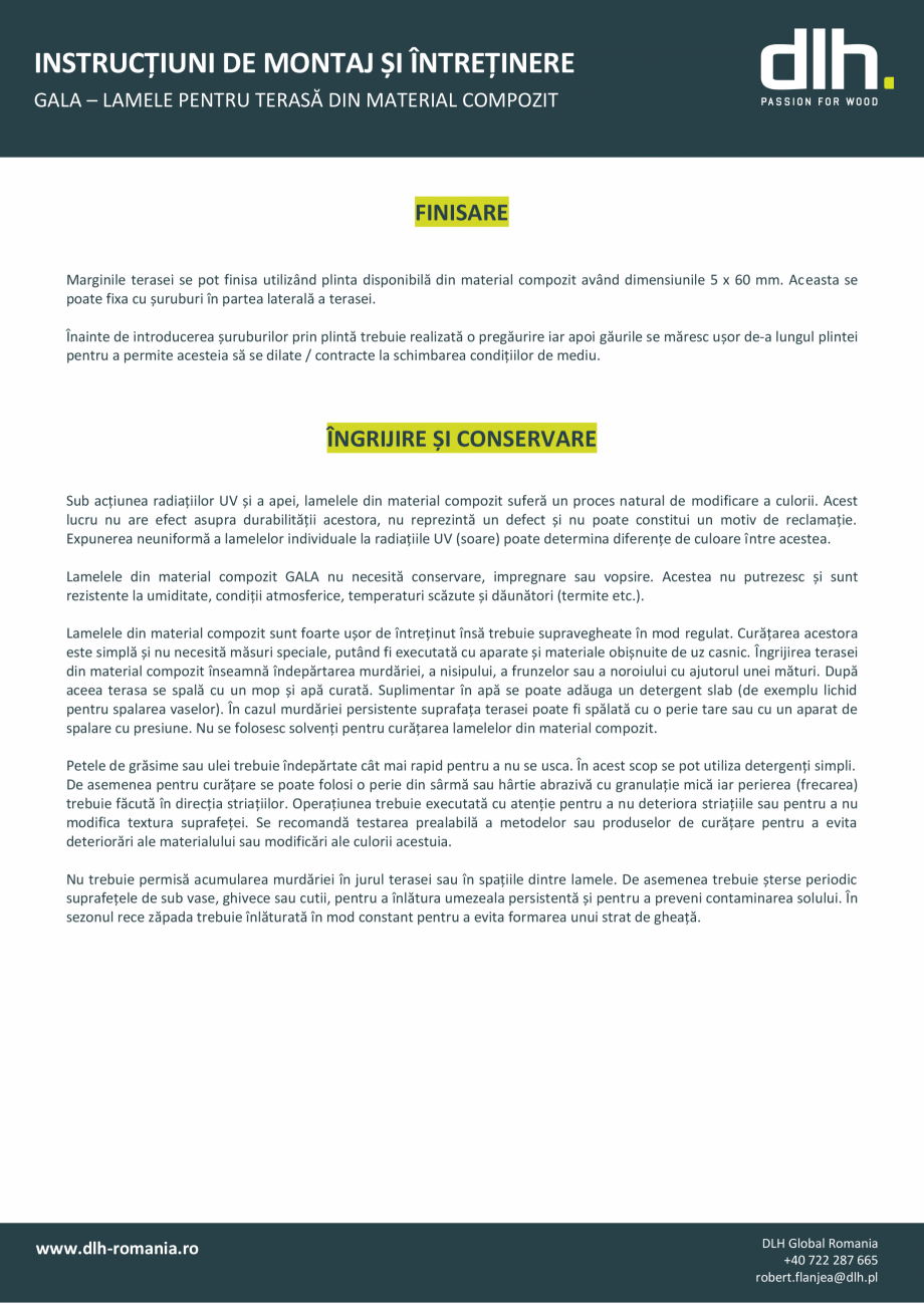 Pagina 4-Instructiuni de instalare lamele pentru terasa din material compozit GALA Decolandia GGR-WPC, GG-WPC...