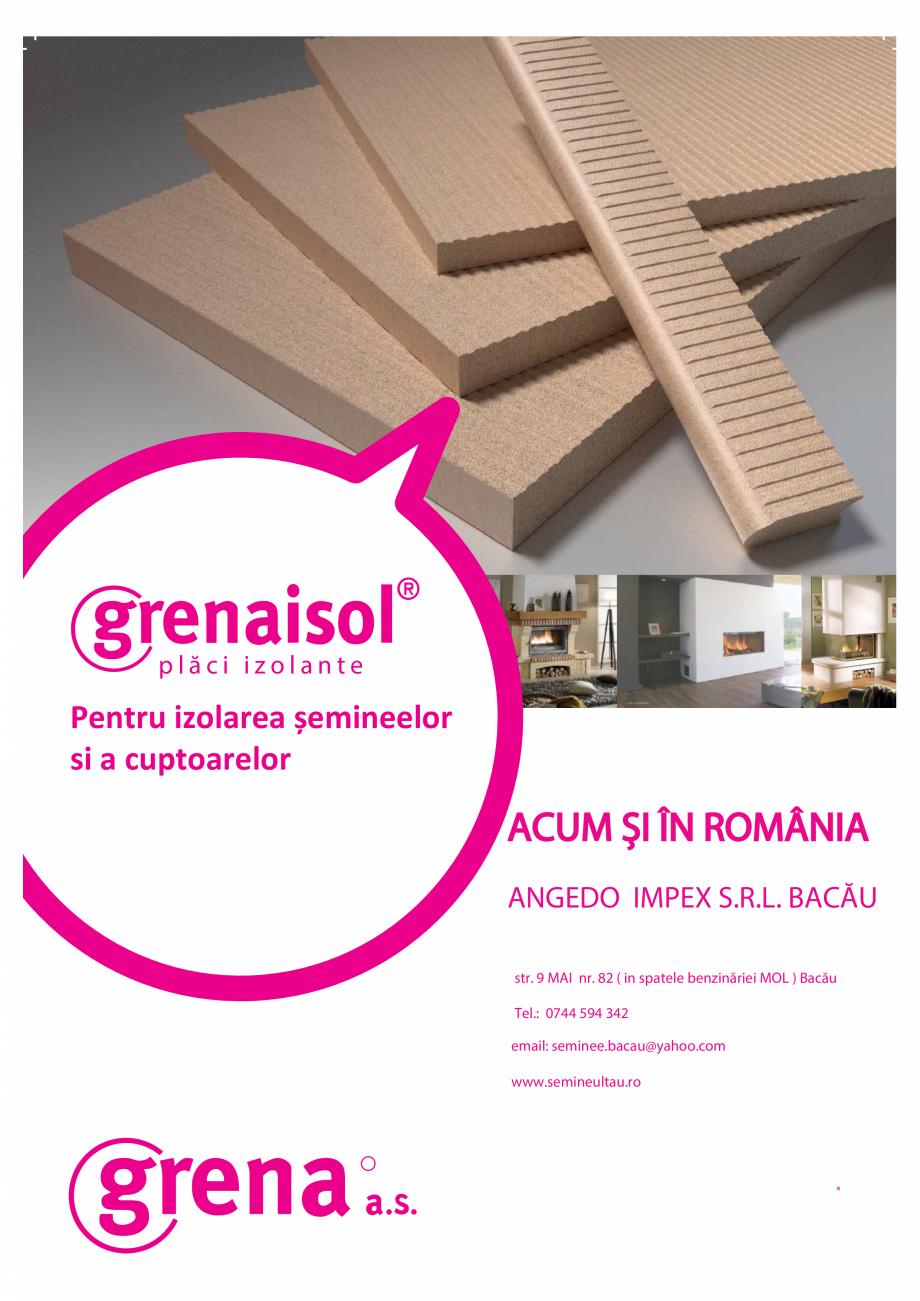 Pagina 1-Placi izolante pentru izolarea semineelor si a cuptoarelor Grena Grenaisol Fisa tehnica Romana...