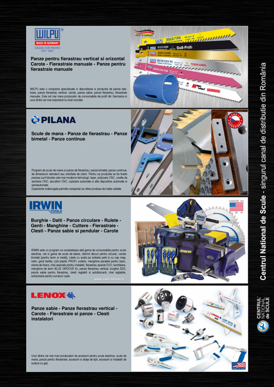 Pagina 5-Branduri Unior Tepid 2015  Catalog, brosura Romana ate, discuri abrazive si discuri vidia.

Panze...