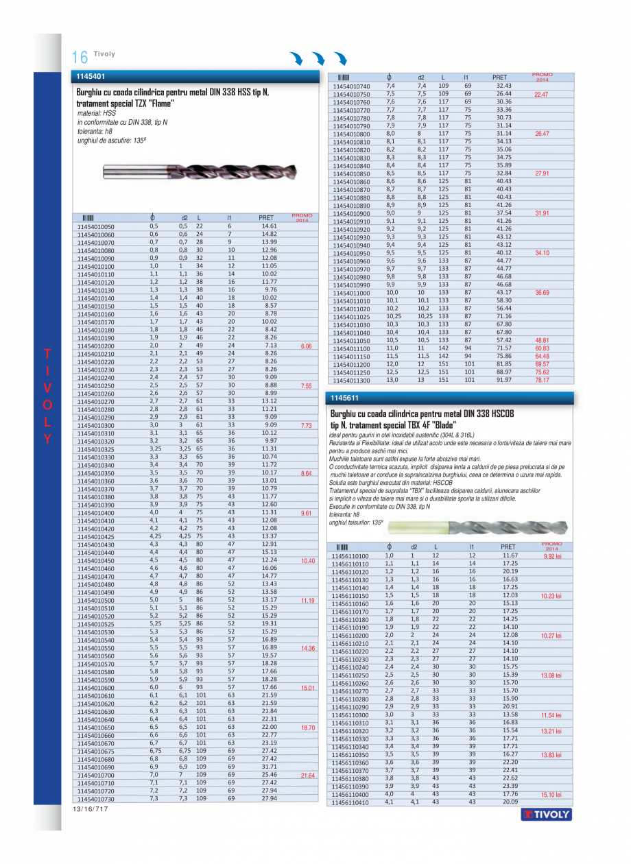 Pagina 1-Program TIVOLY de la Unior Tepid - Burghie, tarozi, filiere, freze, carote  Catalog, brosura Romana ...