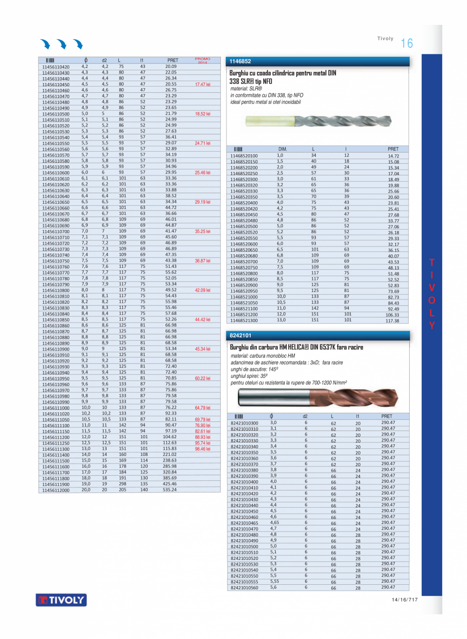 Pagina 2-Program TIVOLY de la Unior Tepid - Burghie, tarozi, filiere, freze, carote  Catalog, brosura Romana ...