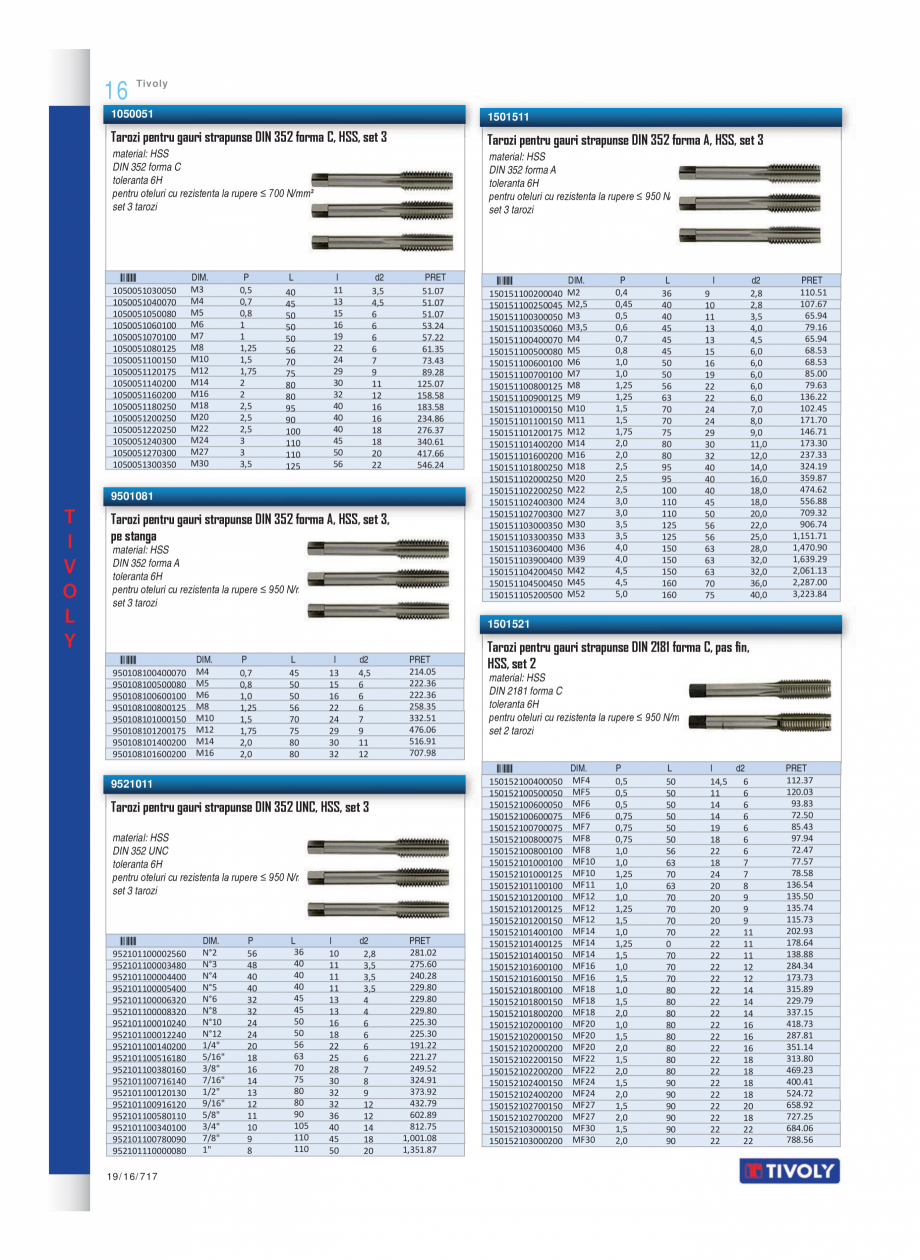 Pagina 7-Program TIVOLY de la Unior Tepid - Burghie, tarozi, filiere, freze, carote  Catalog, brosura Romana ...