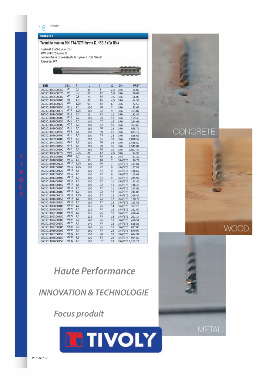 Pagina 9-Program TIVOLY de la Unior Tepid - Burghie, tarozi, filiere, freze, carote  Catalog, brosura Romana ...