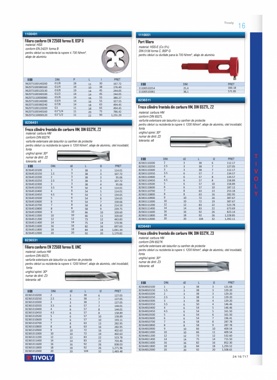 Pagina 12-Program TIVOLY de la Unior Tepid - Burghie, tarozi, filiere, freze, carote  Catalog, brosura Romana ...