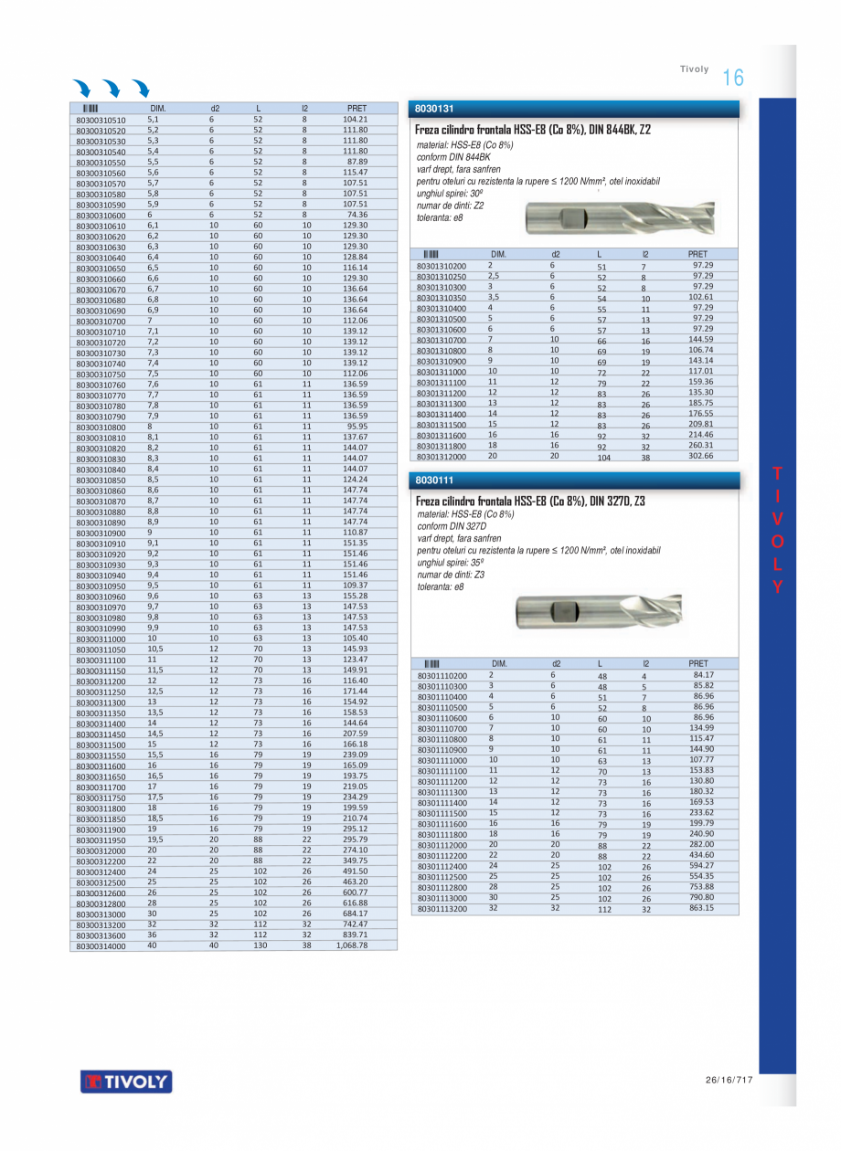 Pagina 14-Program TIVOLY de la Unior Tepid - Burghie, tarozi, filiere, freze, carote  Catalog, brosura Romana ...