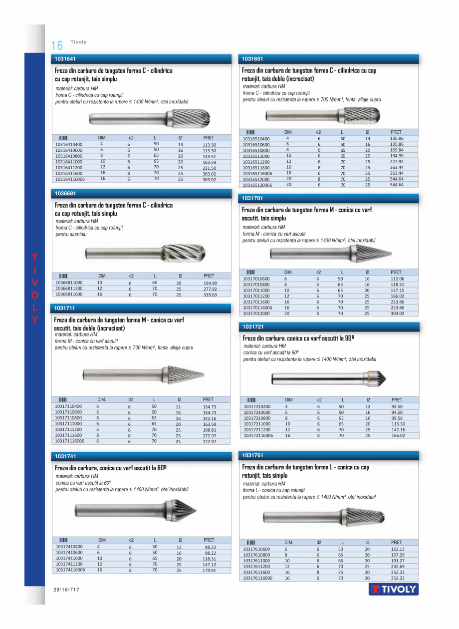 Pagina 17-Program TIVOLY de la Unior Tepid - Burghie, tarozi, filiere, freze, carote  Catalog, brosura Romana ...