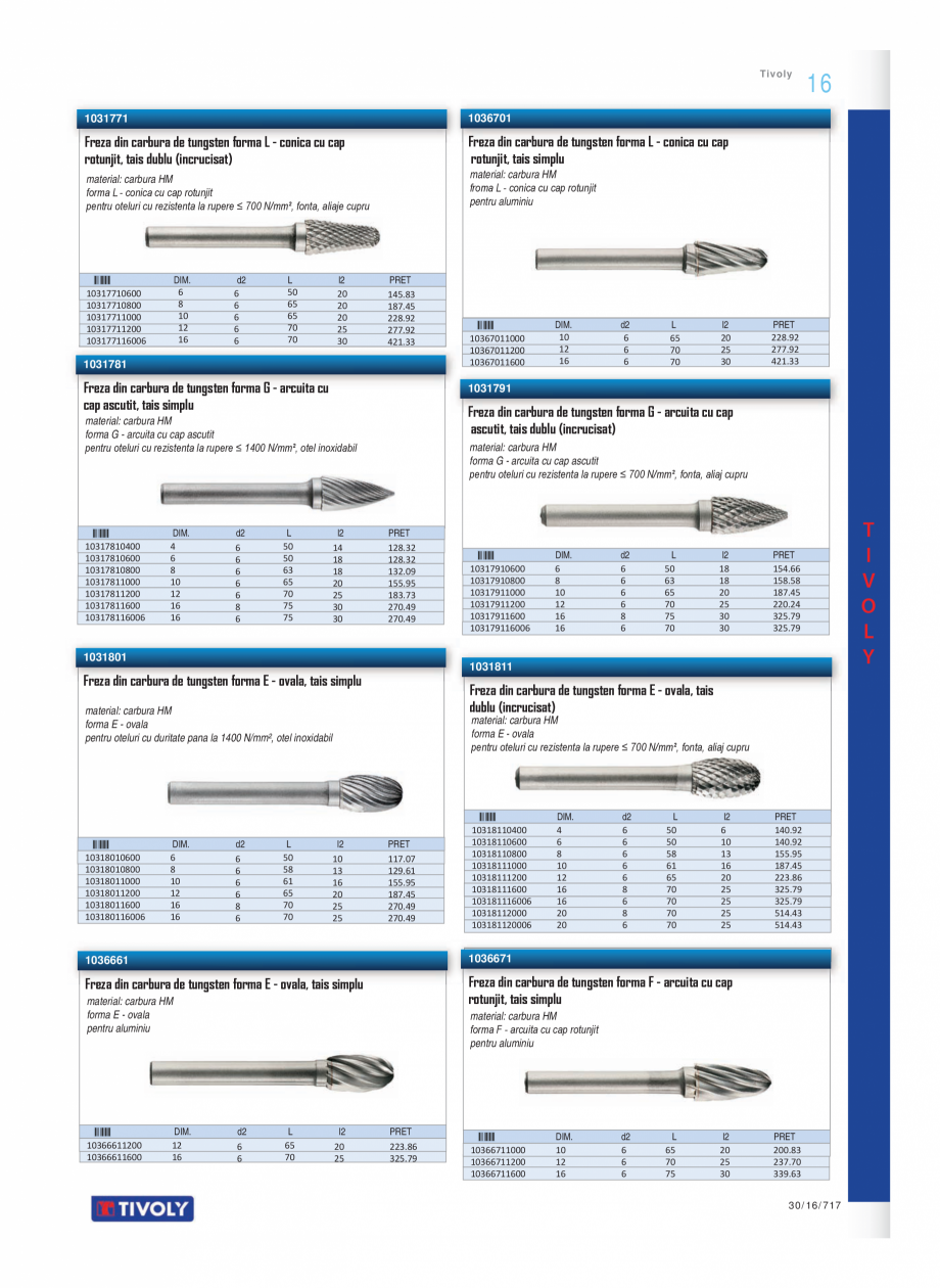 Pagina 18-Program TIVOLY de la Unior Tepid - Burghie, tarozi, filiere, freze, carote  Catalog, brosura Romana ...