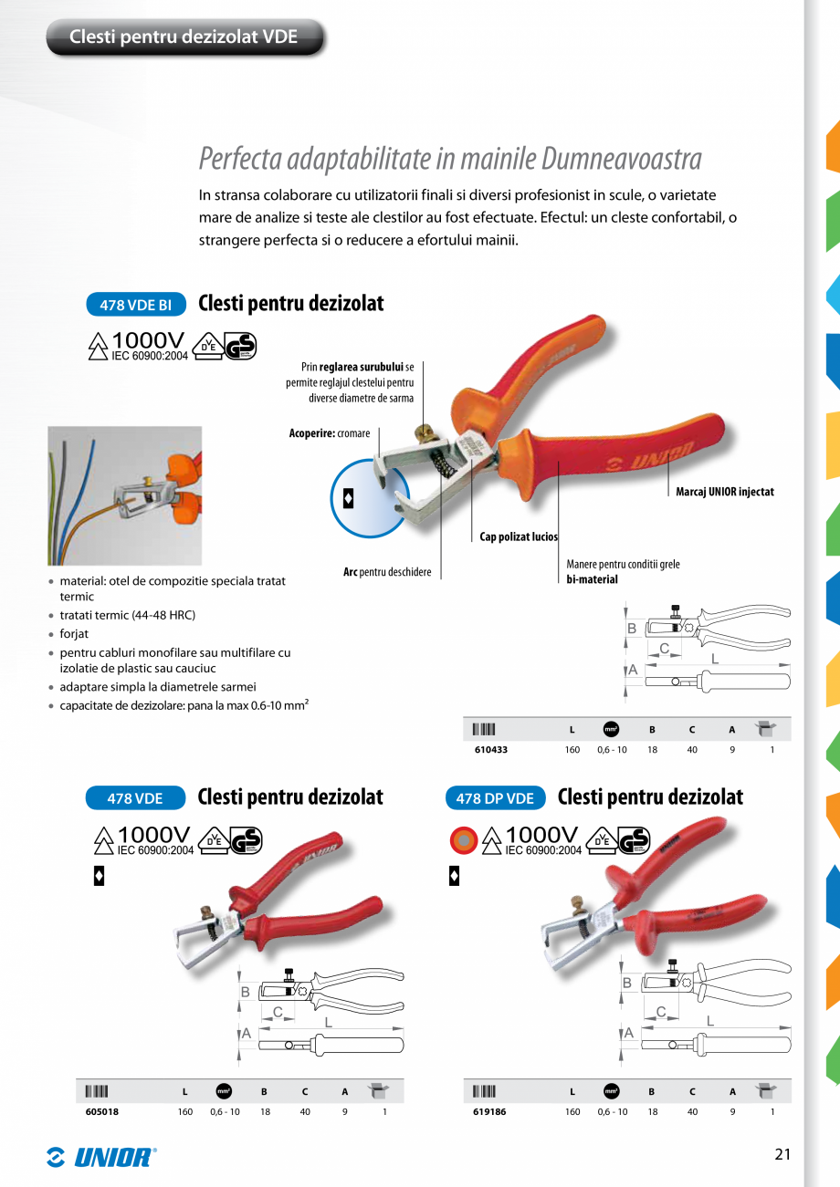 Pagina 23-Scule izolate la 1000V de la Unior Tepid  Catalog, brosura Romana  o singura mana
Prin folosirea...