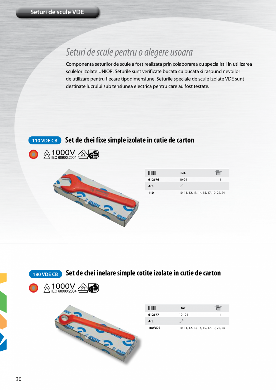 Pagina 32-Scule izolate la 1000V de la Unior Tepid  Catalog, brosura Romana 
Suprafata de prindere zimtata

	
...