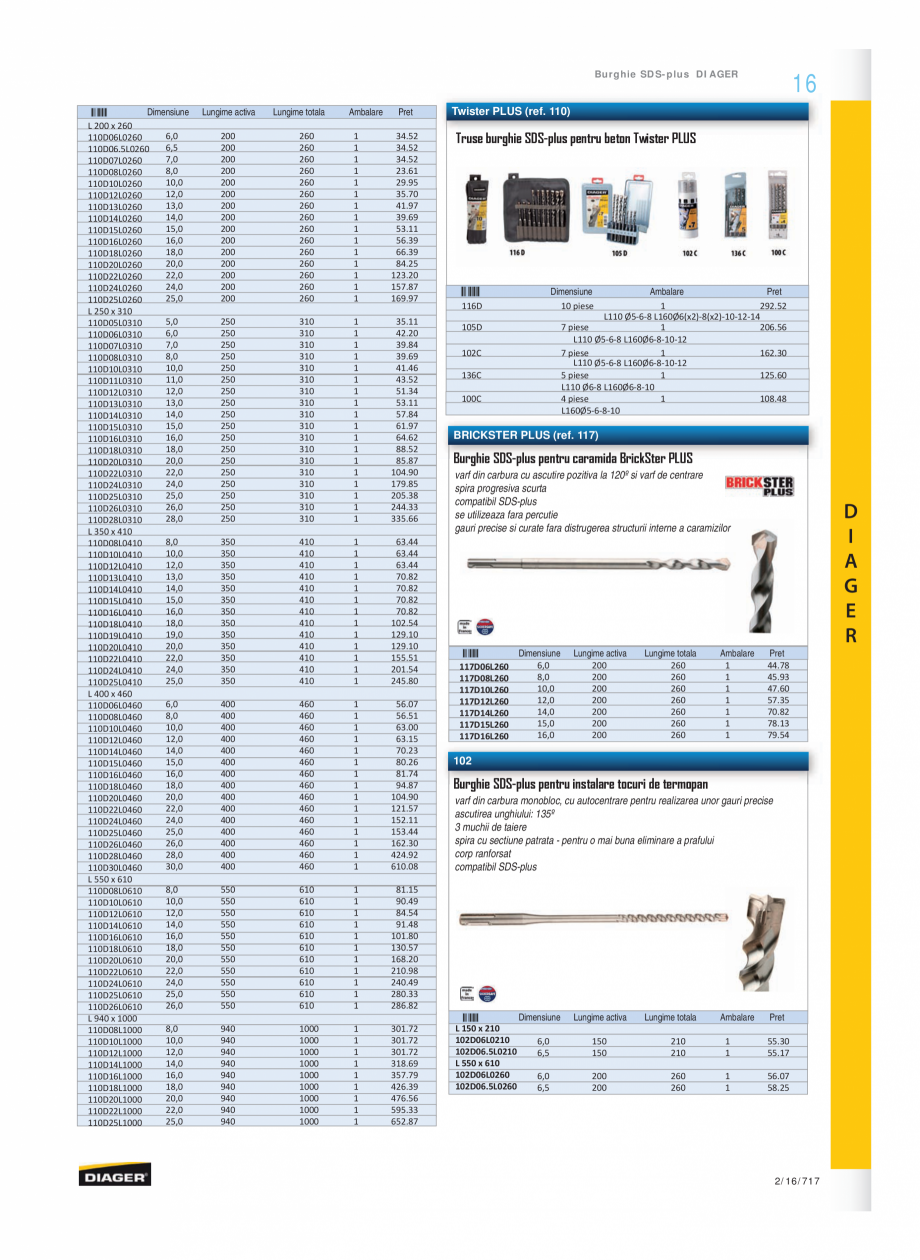 Pagina 2-Program DIAGER de la Unior Tepid - Burghie, carote, dalti pentru beton si zidarie, elemente de...