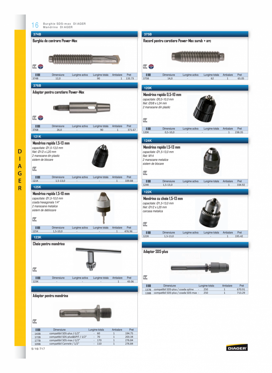 Pagina 5-Program DIAGER de la Unior Tepid - Burghie, carote, dalti pentru beton si zidarie, elemente de...