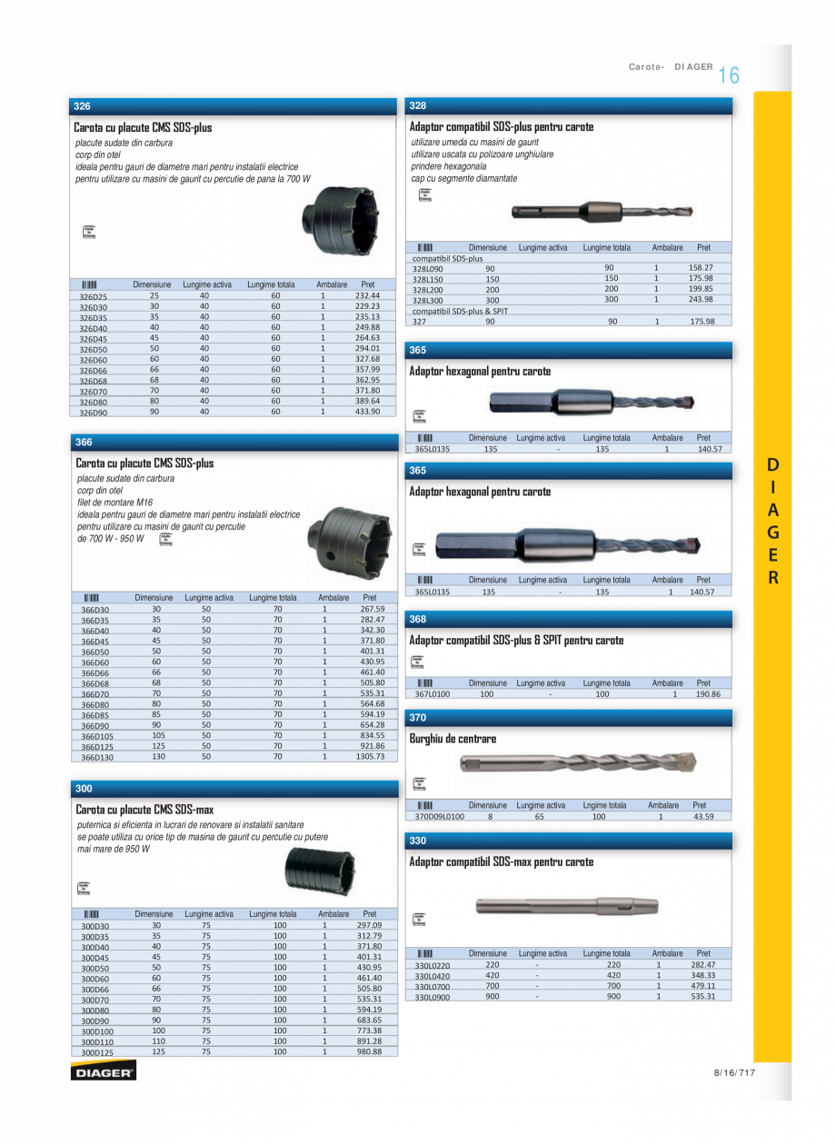 Pagina 8-Program DIAGER de la Unior Tepid - Burghie, carote, dalti pentru beton si zidarie, elemente de...
