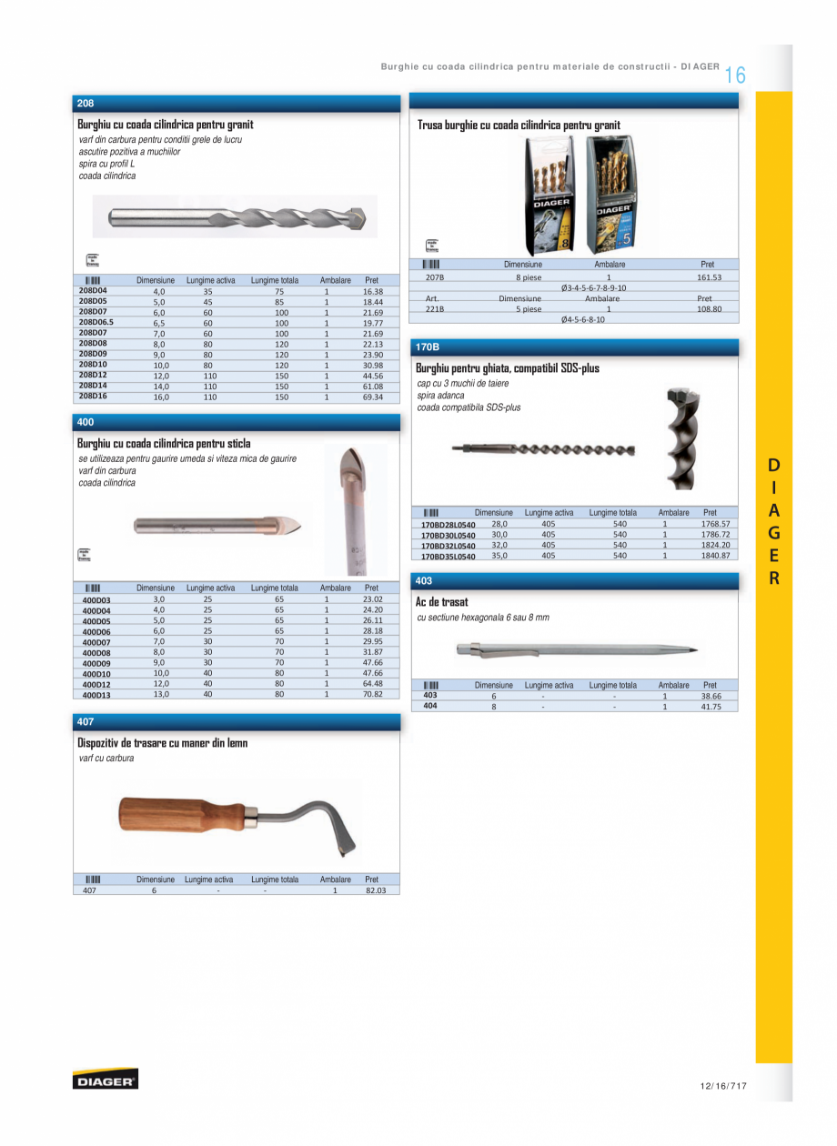 Pagina 12-Program DIAGER de la Unior Tepid - Burghie, carote, dalti pentru beton si zidarie, elemente de...