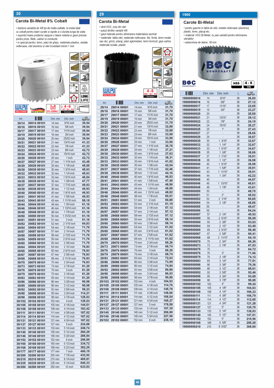Pagina 44 - Catalog CNS INDUSTRIAL 2018-2020 - Scule pentru tamplarie   Catalog, brosura Romana ...