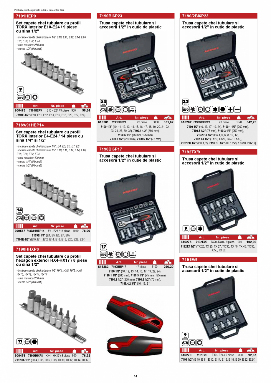 Pagina 13-KRONUS - Lista preturi scule 2020  Catalog, brosura Romana 4, 17, 19)

616264 NOU 7125 CB 6 - 17 mm ...