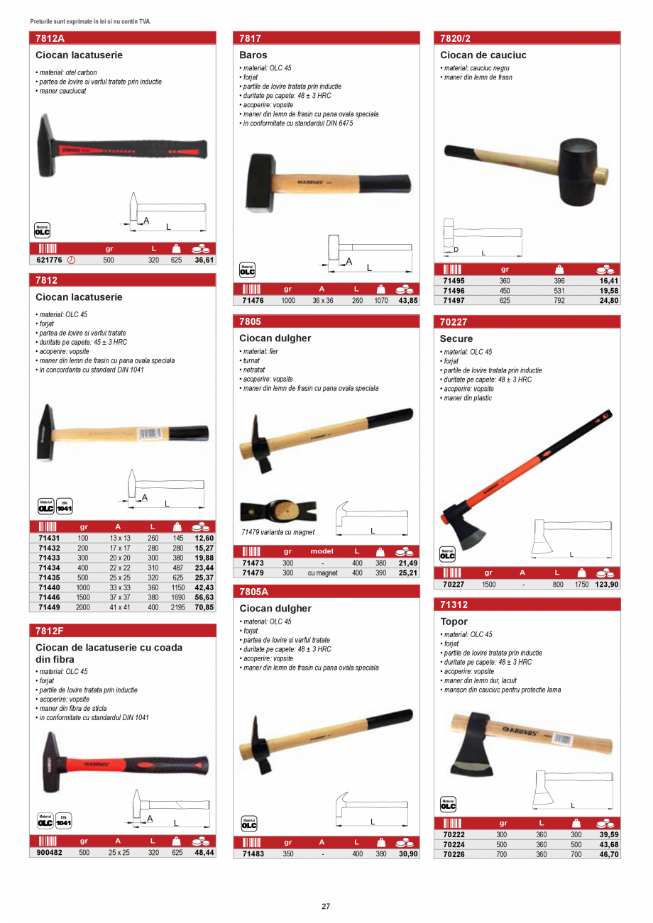 Pagina 27-KRONUS - Lista preturi scule 2020  Catalog, brosura Romana 00

7187 SL 1/4”

616157
616158
616159
...