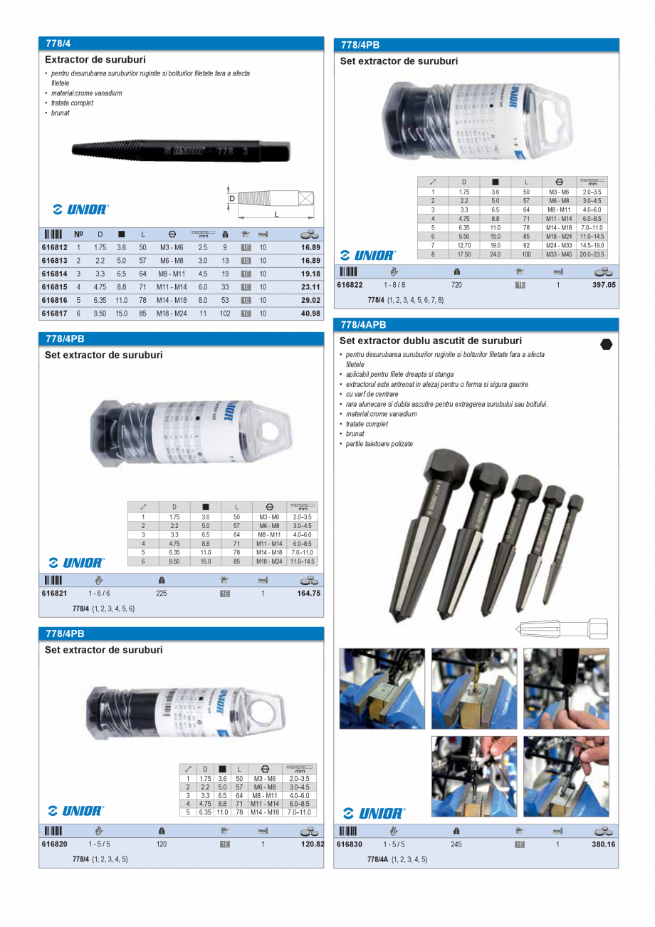 Pagina 3-EXTRACTOARE SURUBURI RUPTE  Catalog, brosura Romana trenat in alezaj pentru o ferma si sigura...