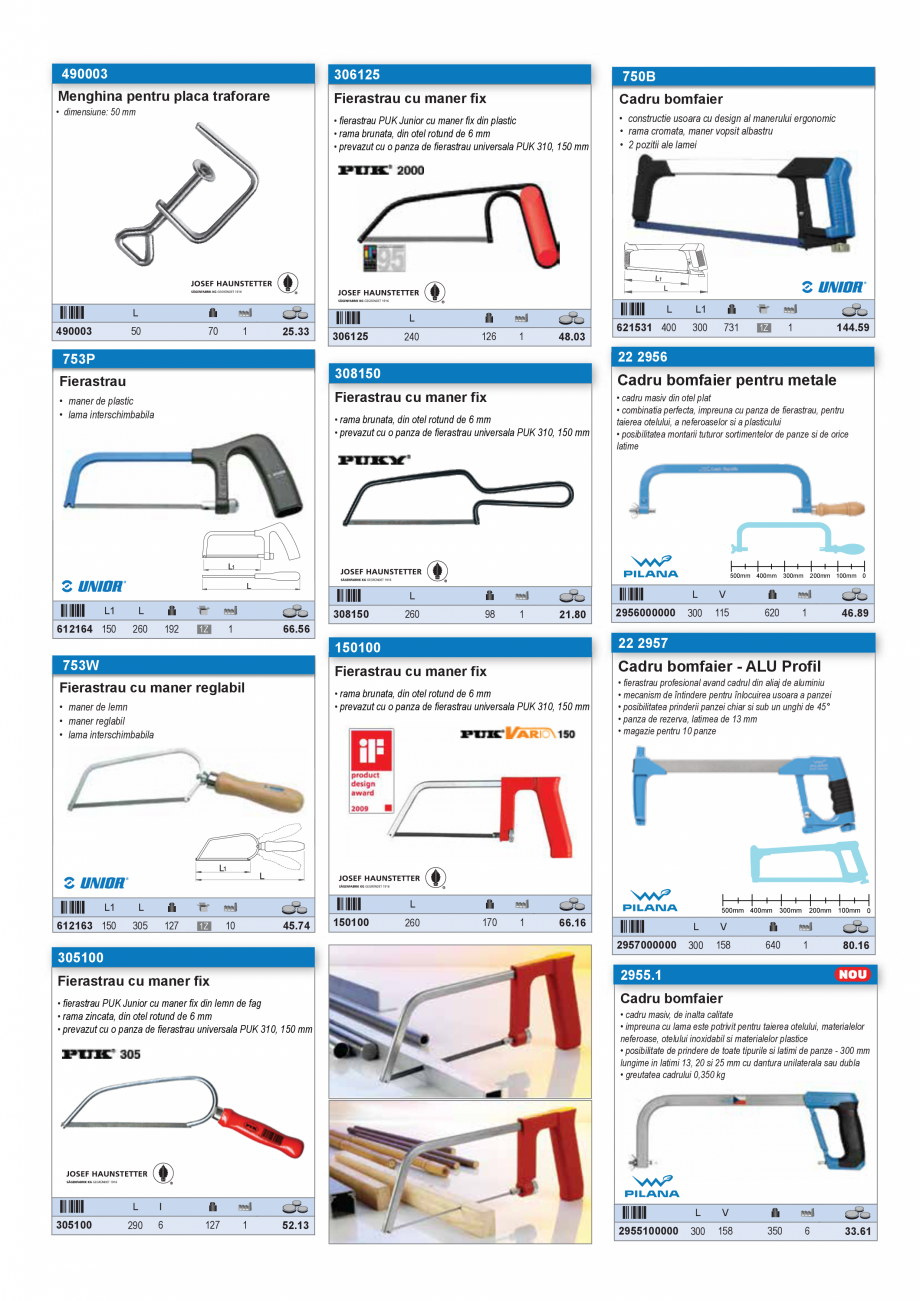 Pagina 9-SCULE MANUALE SI ELECTRICE  Catalog, brosura Romana  blatul de lucru 2000x640x120 mm
• greutate ...