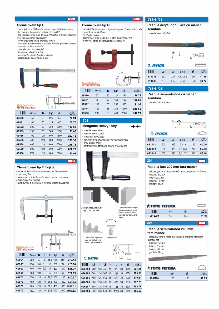 Pagina 13-SCULE MANUALE SI ELECTRICE  Catalog, brosura Romana orm standardului
DIN 12476
• manere de plastic...