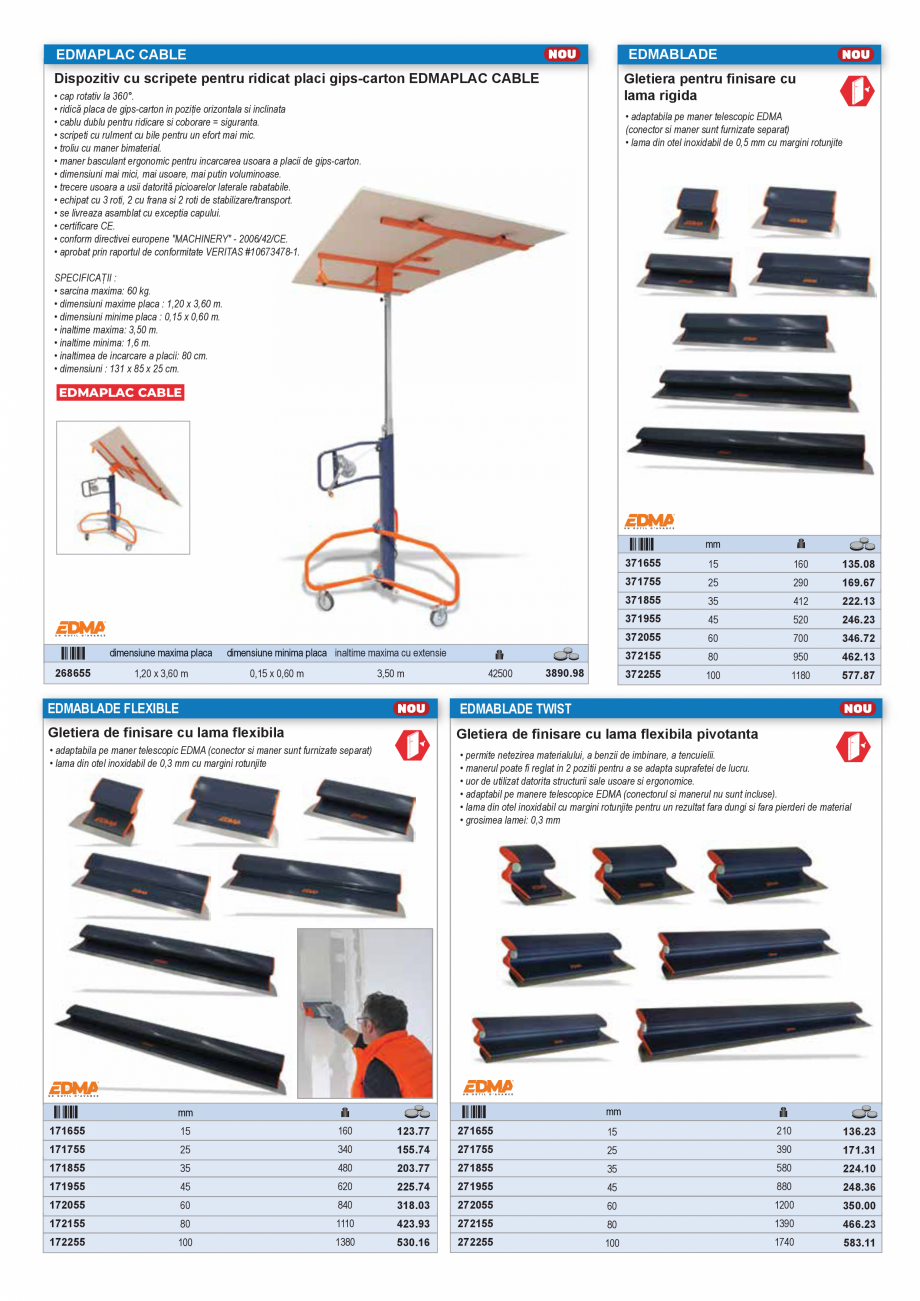 Pagina 4-SCULE PENTRU GIPS-CARTON  Catalog, brosura Romana ta
• cablu dublu pentru ridicare si coborare =...