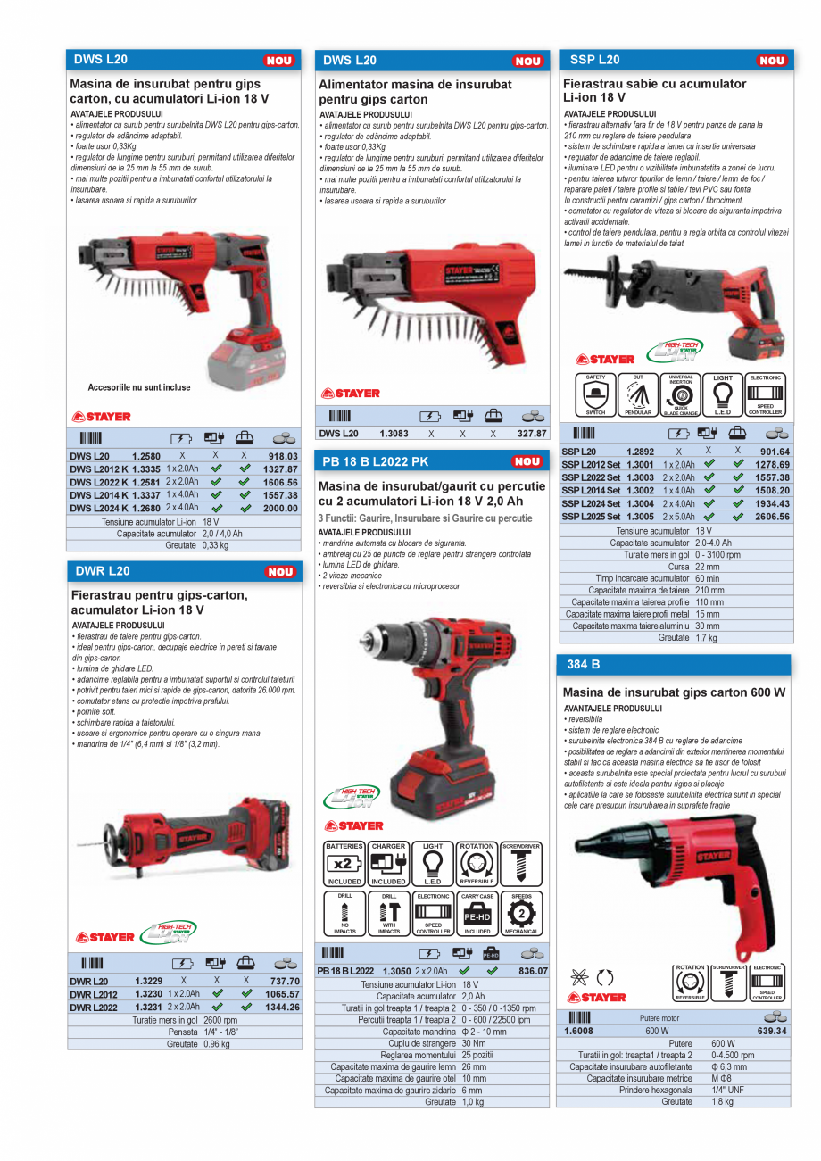 Pagina 25-SCULE PENTRU GIPS-CARTON  Catalog, brosura Romana 5°: 20 kg.
• capete superioare si inferioare...