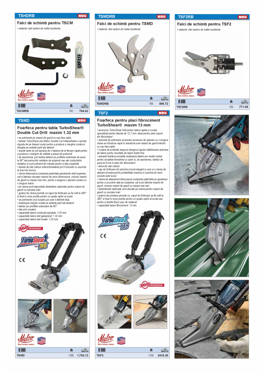 Pagina 38-SCULE PENTRU GIPS-CARTON  Catalog, brosura Romana , 7556.05H
APLICATII: folii pentru paleti, carton,...