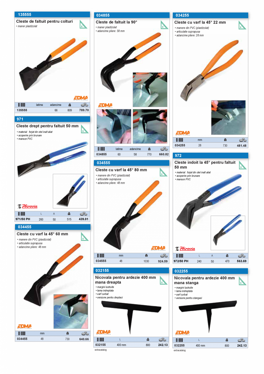 Pagina 45-SCULE PENTRU GIPS-CARTON  Catalog, brosura Romana  lama: 0.6 x 19 x 60 mm
• material lama: SK2H...