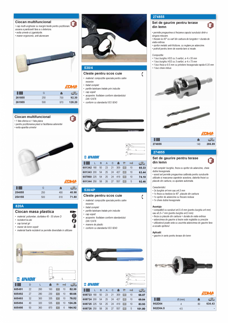 Pagina 6-SCULE PENTRU MONTAT PODELE  Catalog, brosura Romana iferite

087255

Dim.

L

H

I

285

285

60

20...