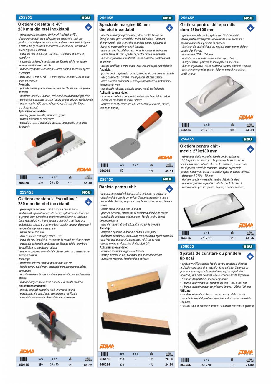 Pagina 34-SCULE PENTRU MONTAT PODELE  Catalog, brosura Romana dimensiuni corp: 167 x 35,5 x 23 mm
•...