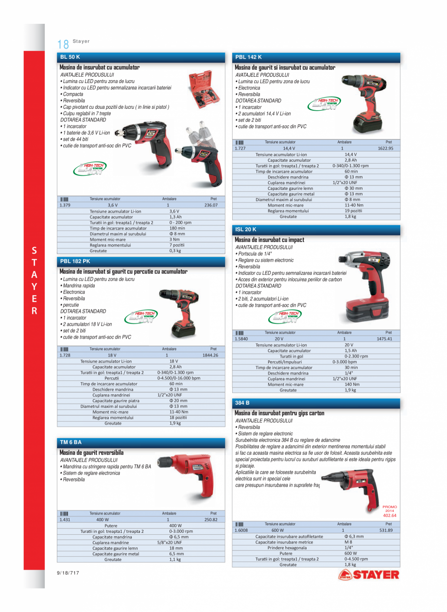 Pagina 1-Program STAYER de la Unior Tepid - Scule electrice STAYER PBL 182 PK, BHL 112 K, PBL 120 K, BHL 14 K...