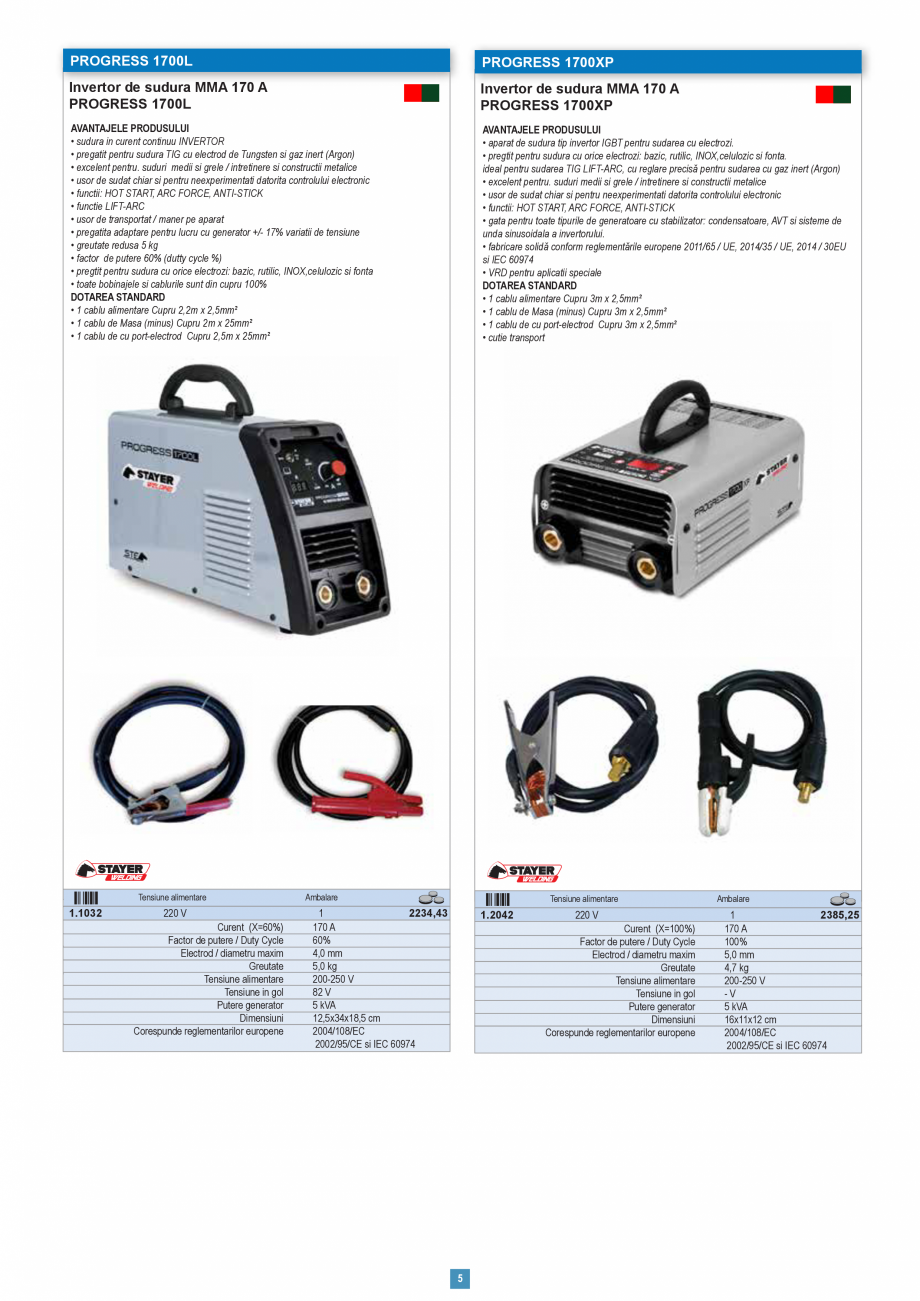 Pagina 5-Catalog CNS INDUSTRIAL 2018-2020 Aparate de sudura STAYER WELDING Catalog, brosura Romana 4 mm²
•...