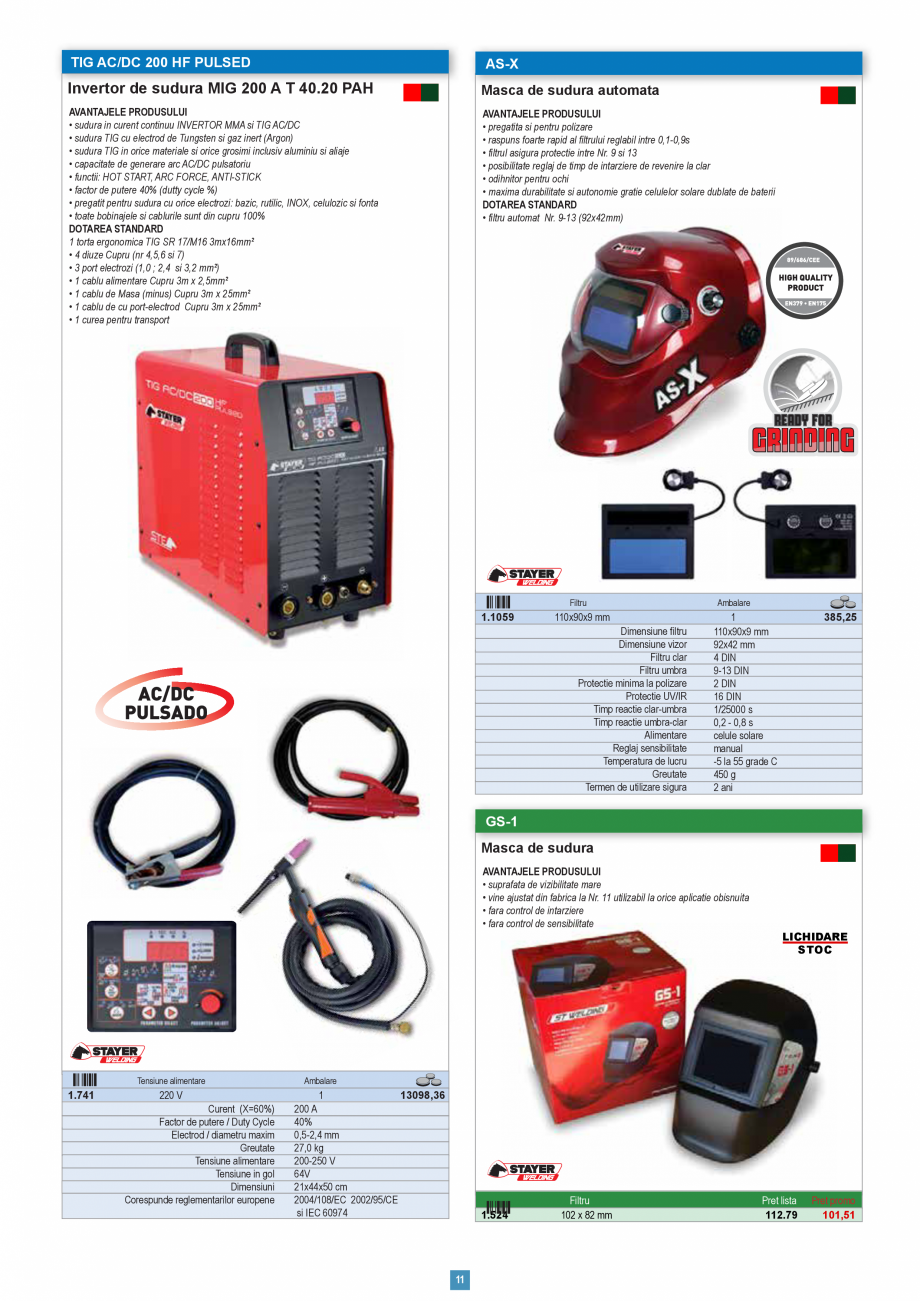 Pagina 11-Catalog CNS INDUSTRIAL 2018-2020 Aparate de sudura STAYER WELDING Catalog, brosura Romana tii: HOT...