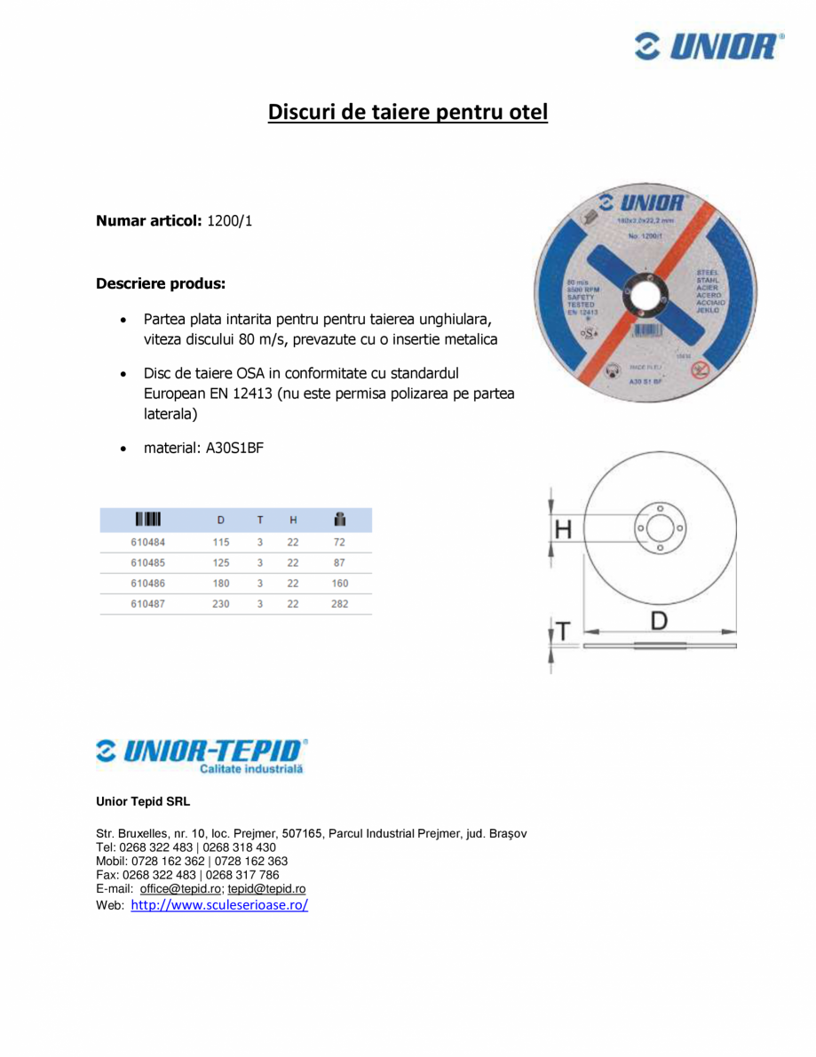 Pagina 1-Discuri de taiere pentru otel STAYER 1200/1 Fisa tehnica Romana Discuri de taiere pentru otel

Numar...