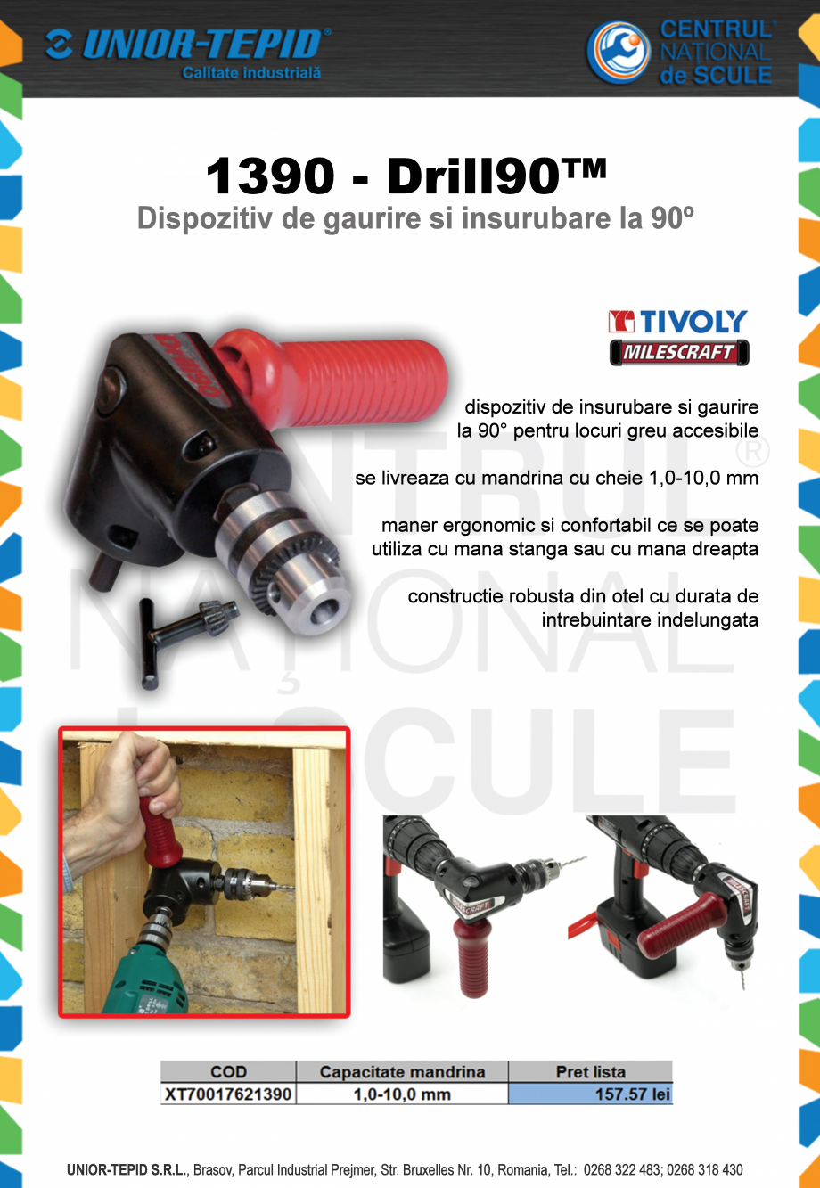 Pagina 1-Dispozitiv de gaurire si insurubare la 90 grade TIVOLY  1390-Drill90 Fisa tehnica Romana 1 9 - r l0
...