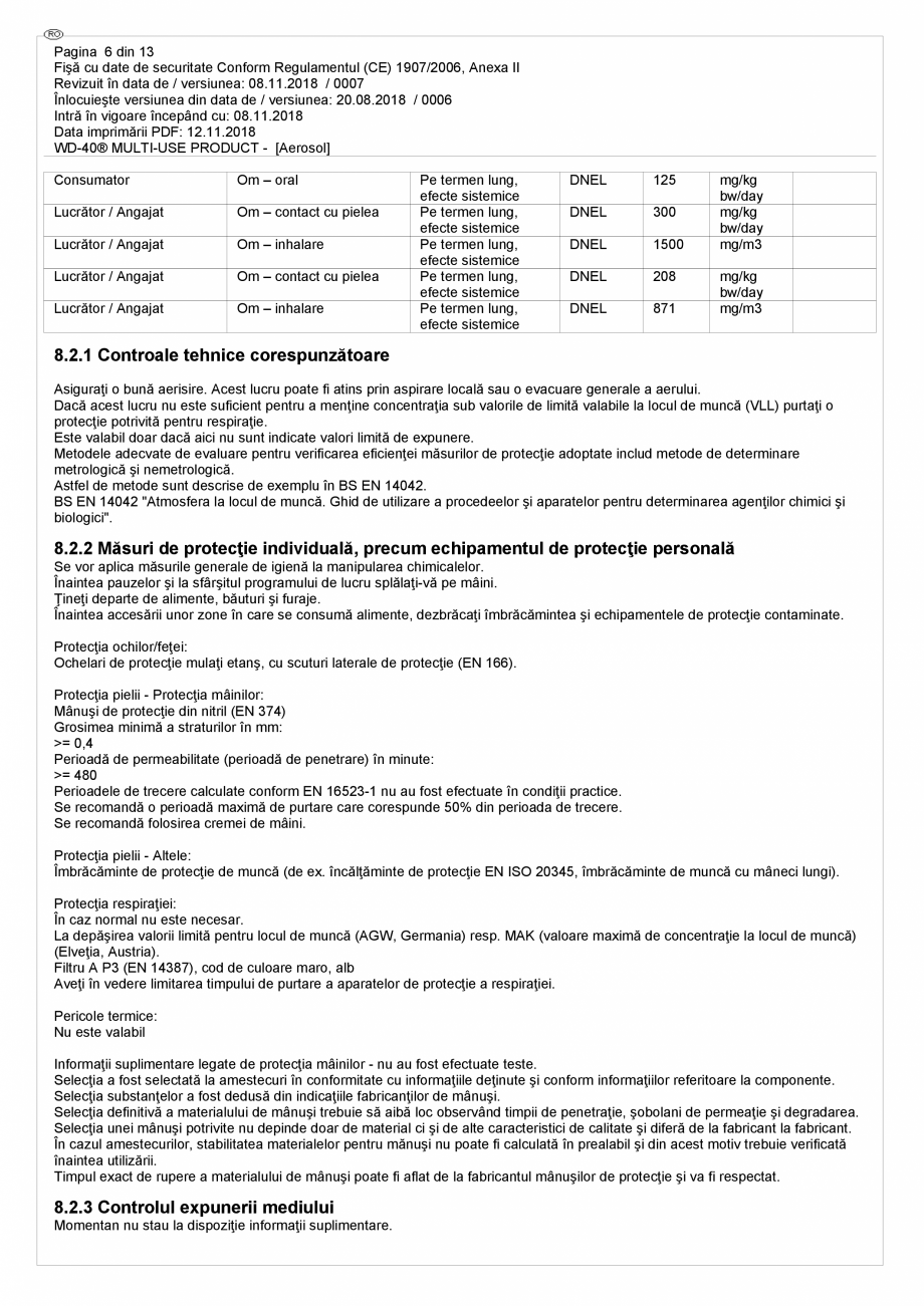 Pagina 6 - Lubrifiant multifunctional - fisa de securitate WD-40 Smart Straw Fisa tehnica Romana ...