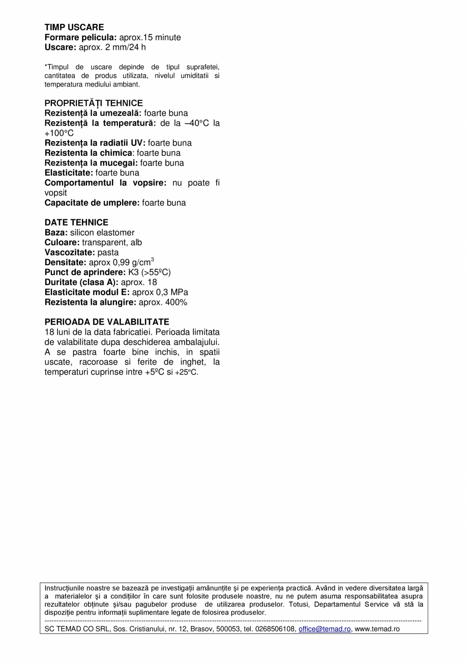 Pagina 2 - Silicon Universal BISON, alb, 280ml BISON Silicon Universal alb Fisa tehnica Romana...