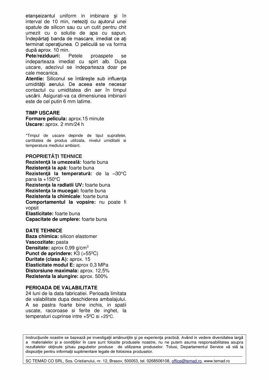 Pagina 2 - Silicon Universal Transparent BISON Fisa tehnica Romana  indicat
pentru lipirea si...