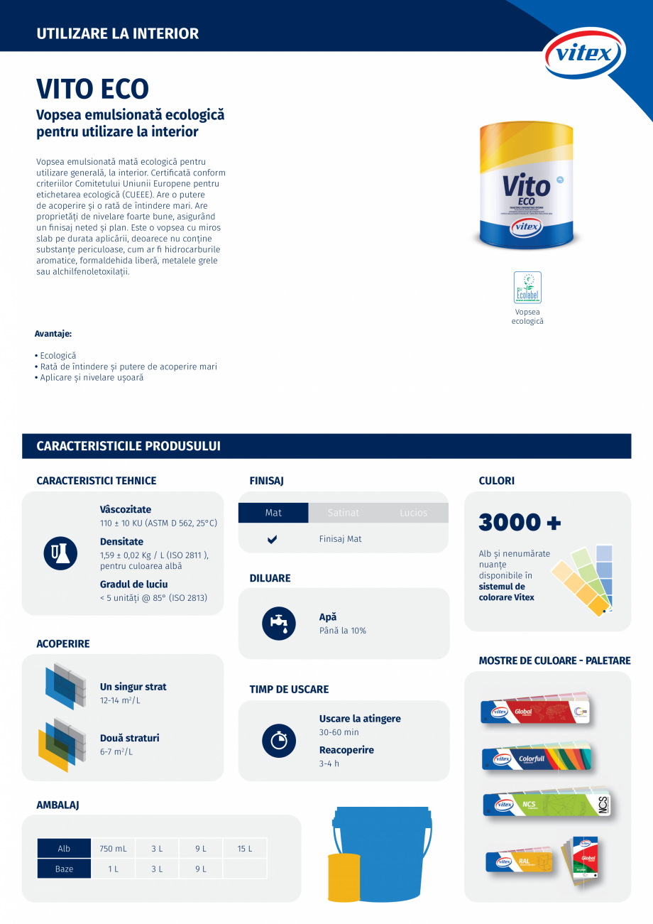 Pagina 1 - Vopsea emulsionată ecologică pentru utilizare la interior vitex VITO ECO Fisa tehnica...