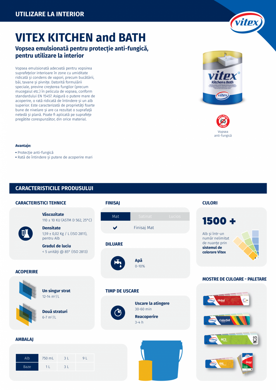 Pagina 1-Vopsea emulsionata pentru protectie anti-fungica, pentru utilizare la interior  VITEX Kitchen&...