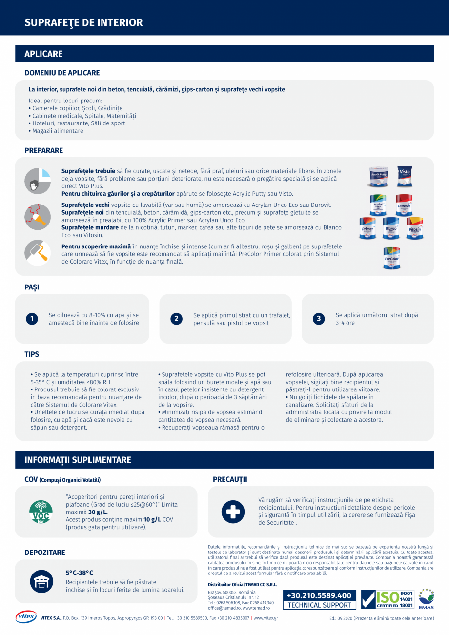 Pagina 2 - Vopsea emulsionată antimicrobiană pentru uz la interior vitex VITO PLUS Fisa tehnica...