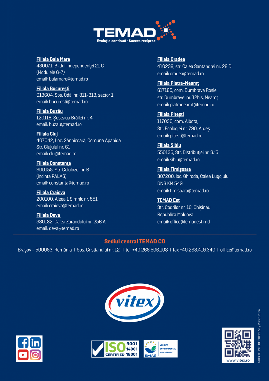 Pagina 60-Ghid tehnic de produse VITEX CLASSIC, ECO, Metallico, VITO ECO, VIPOL, VI, Kitchen&Bath, VITO...