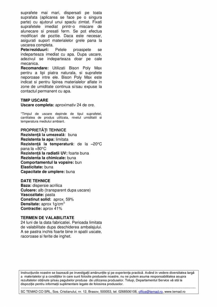 Pagina 2-Adeziv de constructii, transparent, foarte puternic, fara solvent BISON Montagekit transparent Fisa ...