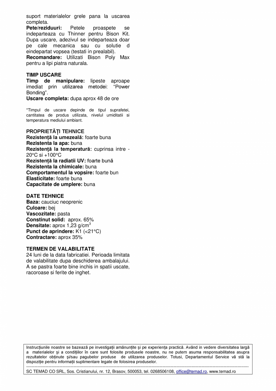 Pagina 2 - Adeziv de constructii pe baza de cauciuc neoprenic BISON Montagekit Super Strength Fisa...