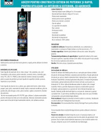 Adeziv pentru construcții extrem de puternic și rapid pentru utilizare la interior si exterior cu aderență