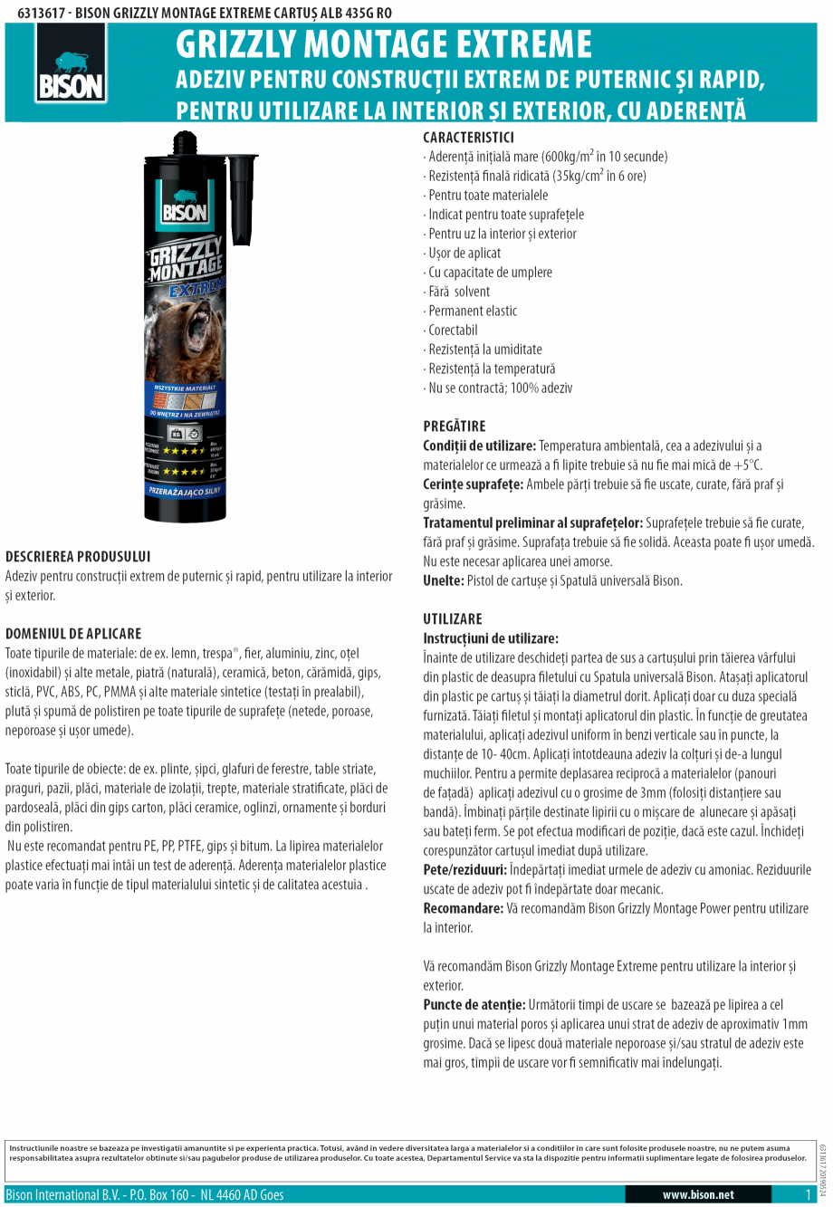 Pagina 1-Adeziv pentru construcții extrem de puternic și rapid, pentru utilizare la interior si exterior cu...