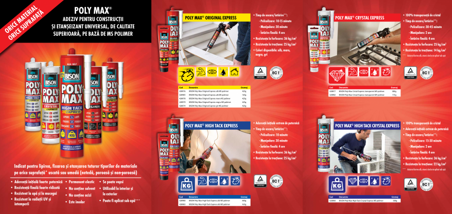 Pagina 2-Adeziv pentru constructii si etanseizant universal BISON Catalog, brosura Romana ţa la tracţiune: ...